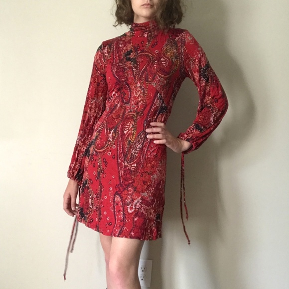 Free People Dresses & Skirts - Free People All Dolled Up Red Paisley Mini Dress